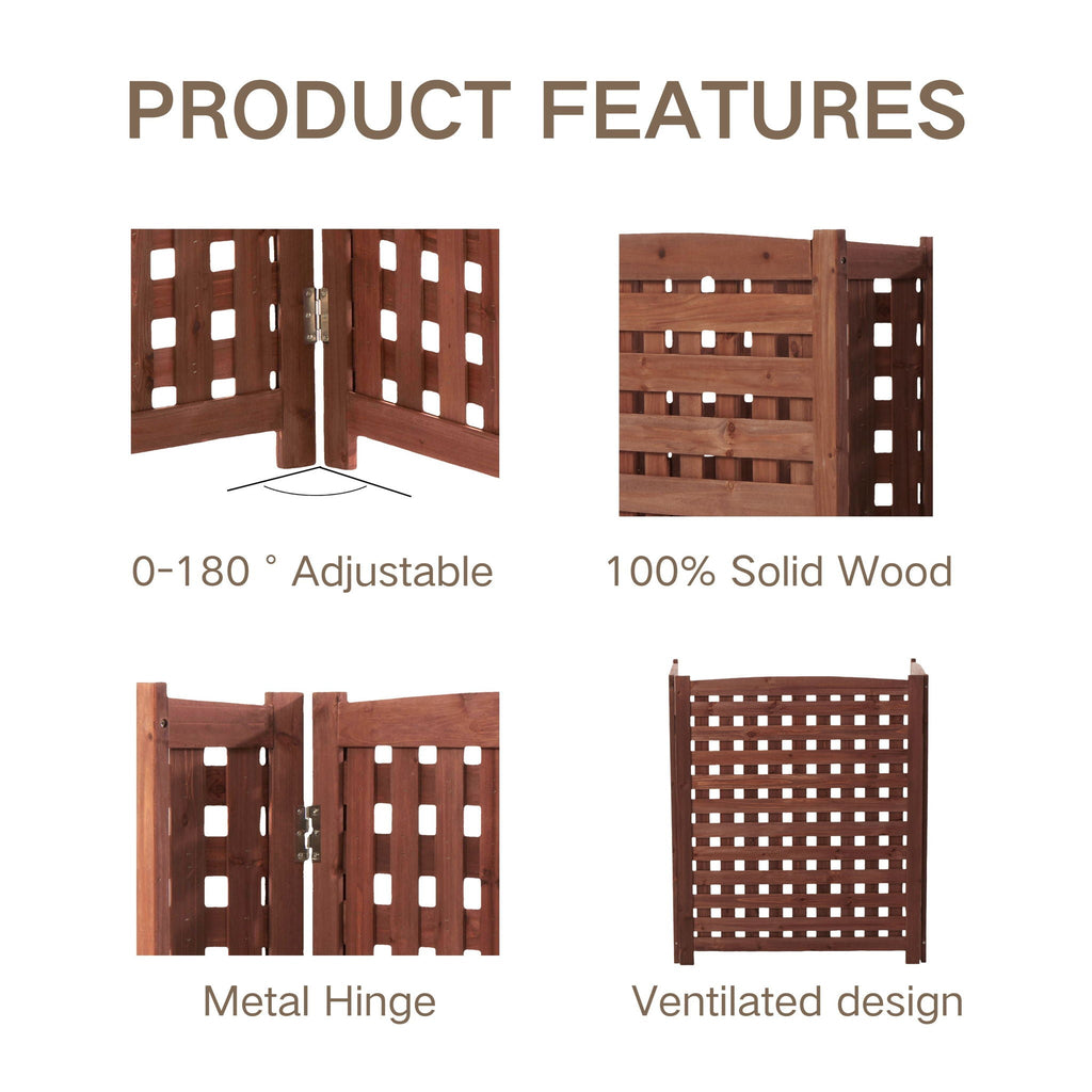 3 Panel Outdoor Air Conditioner Fence Screen with Solid Wood - Light Brown or Dark Gray