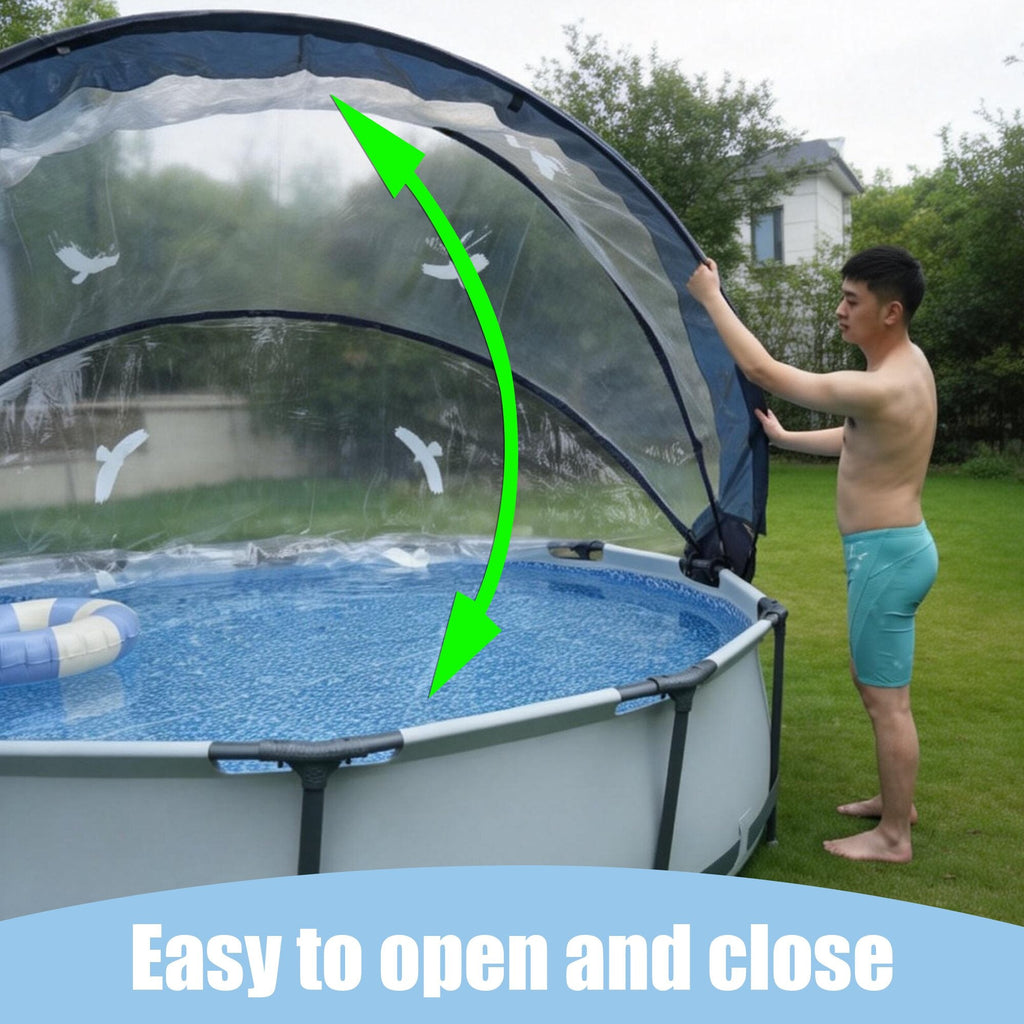 15 Ft Round Multifunctional All Weather Pool Dome Enclosure - Black/White