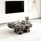 Butterfly Design Coffee Table with Modern Fiberglass Construction - Light Gray and Black