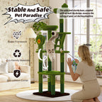 72in Cactus Cat Tree Tower with Transparent Capsule - Green