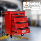 Rolling Metal Tool Chest with 4 Drawers - Red & Black