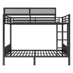 Queen Over Queen Bunk Bed with Storage Shelf and Ladder - Black
