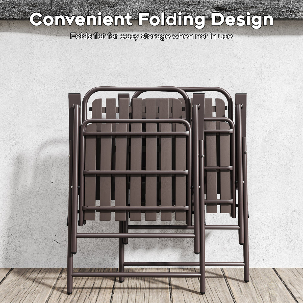 Brown 2-Piece Folding Chair with Rust-Resistant Frame - Brown