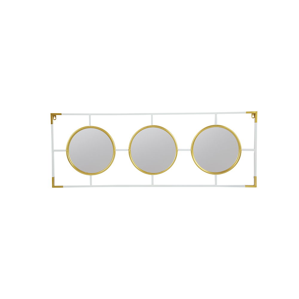 Rectangular 3-Piece Wall Mirror with Iron Frame - Gold or White