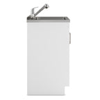 White Laundry Cabinet with Stainless Steel Sink and Pull-Out Faucet