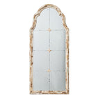 Large & Framed Arched Wall Mirror with Decorative Window Design - Cream