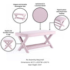 Accent Bench with Piped Cushion and Solid Wood Frame - Multiple Colors