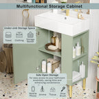 Bathroom Vanity with Single Ceramic Sink and Side Storage - Multiple Colors