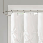 Tufted Semi-Sheer Shower Curtain with Tufted Texture - White