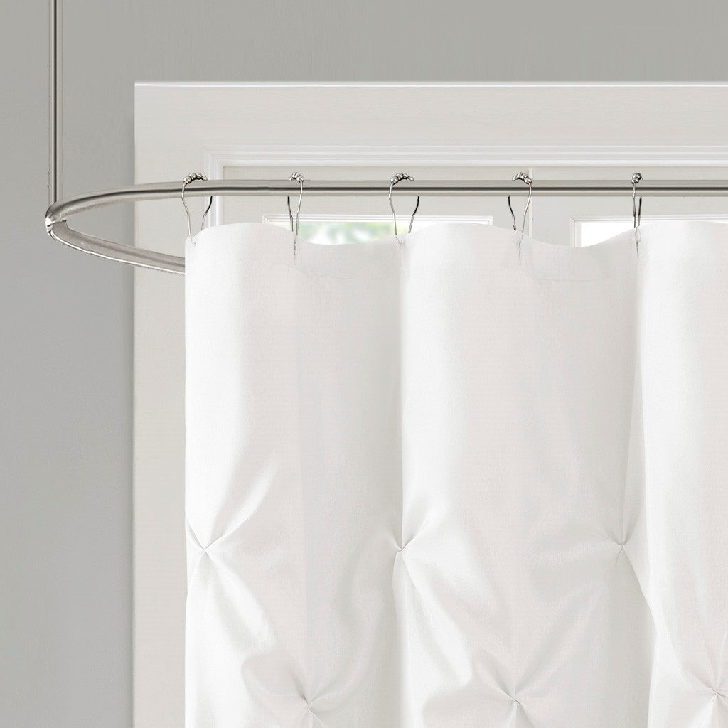 Tufted Semi-Sheer Shower Curtain with Tufted Texture - White