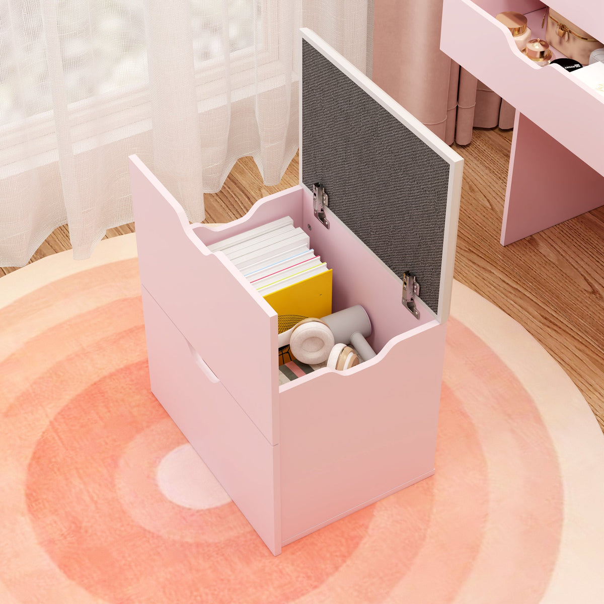 3-in-1 Multifunctional Dressing Table Set with Adjustable Lighting - Wood