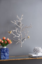 Metal Branch Wall Sculptures with Bird Accents - Silver Multi