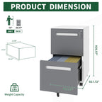 2-Drawer Mobile File Cabinet with Lock - White
