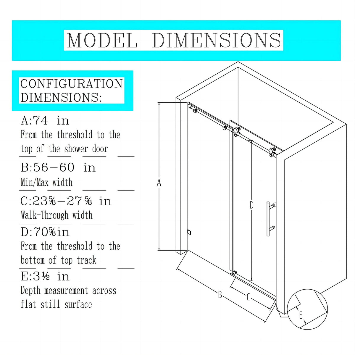 Frameless Single Sliding Soft Close Shower Doors