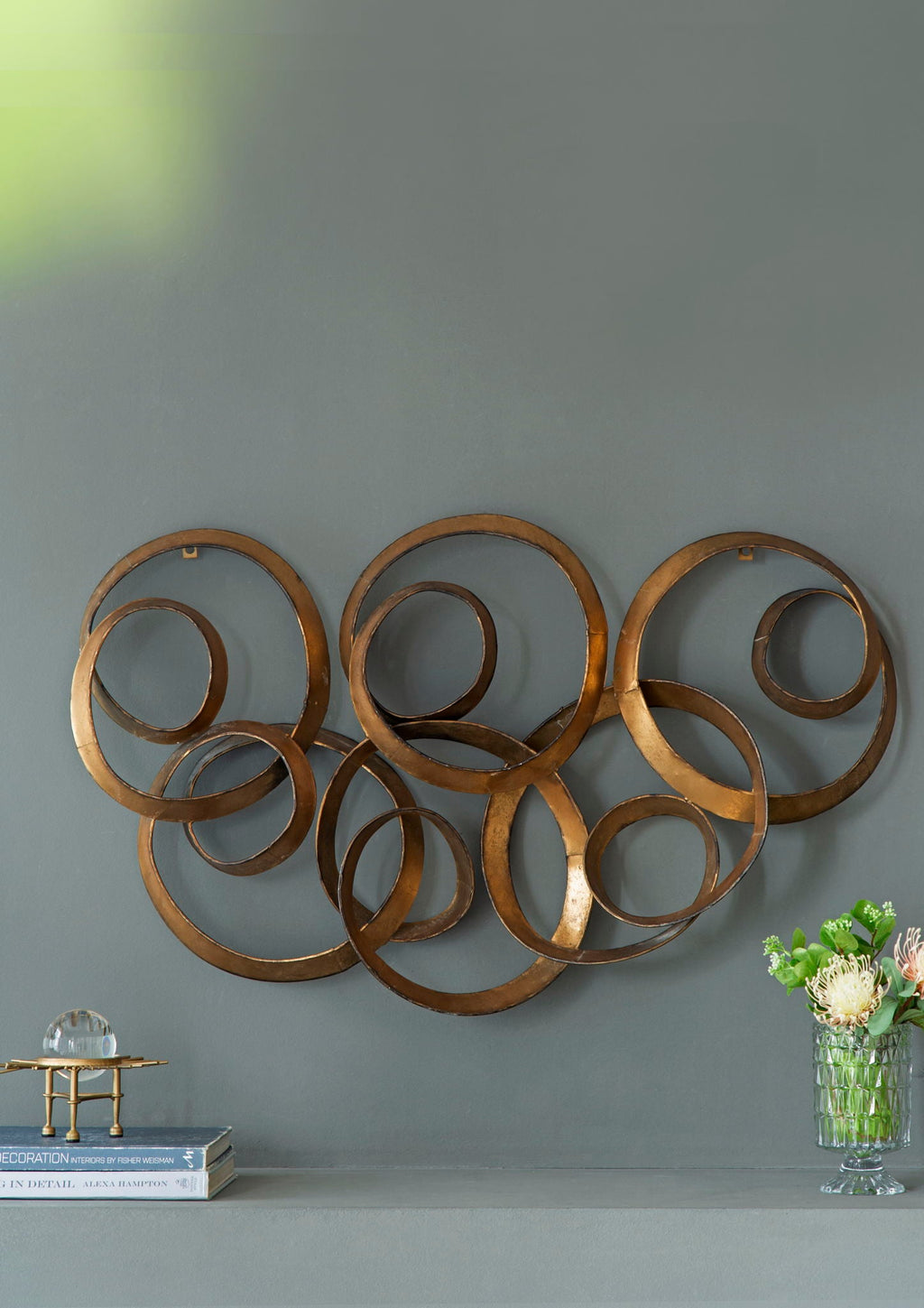Gold SerethaLeaf Wall Decor with Elegant Leaf Motif - 38.4" W x 21.8" D