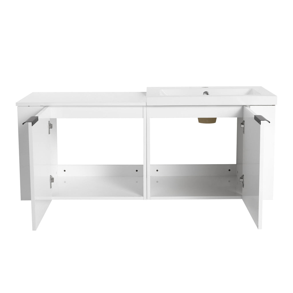 Modern Bathroom Vanity Sink Combo With Spacious Storage - White or Light Brown