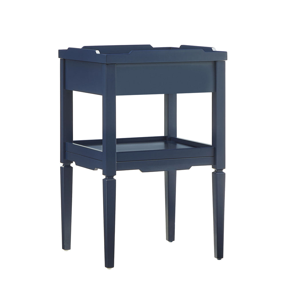 1 Drawer Nightstand with Solid Wood Frame - Blue, Dark Green, or White