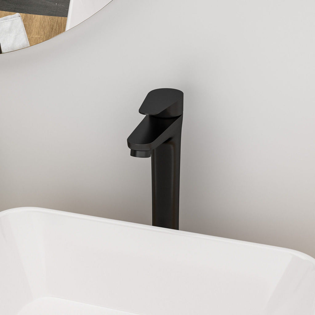 Single Handle Vessel Sink Faucet with Tall Spout - Gray or Black