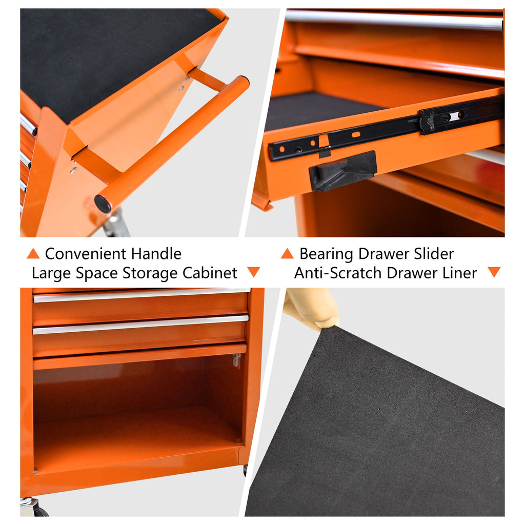 Multifunctional 4-Drawer Tool Cart with Wheels - Blue or Orange