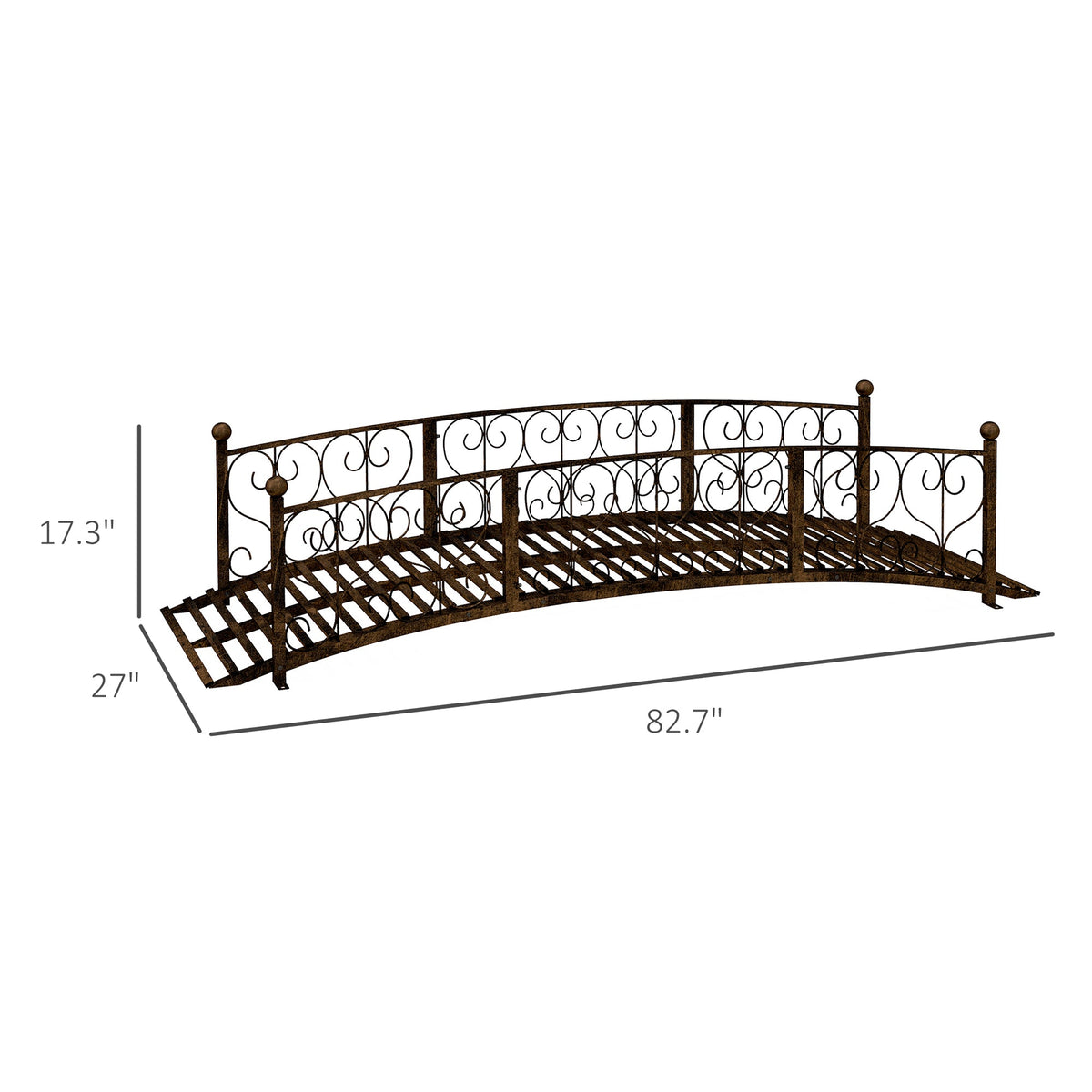 Metal Garden Bridge with Safety Siderails – Steel, 82.75" L