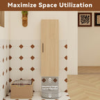 Tall Floating Bathroom Side Cabinet with Adjustable Shelving - Light Oak