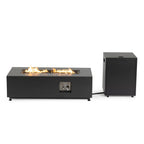 Rectangular Metal LED Firetable with LED Accent - Outdoor