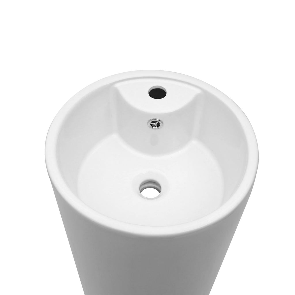 15" Pedestal Sink with Space Saving Design - White