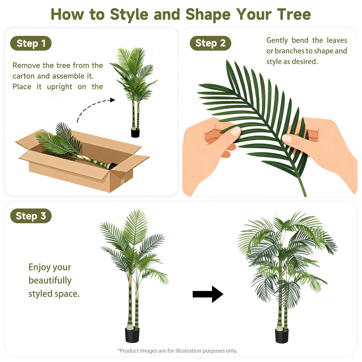 6FT Artificial Palm Tree with Realistic Detail - Green Leaves