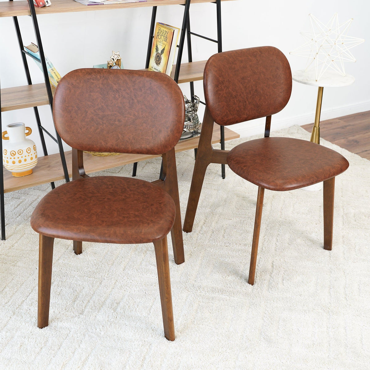 Kelsey Stylish Dining Chair Set of 2 with Solid Wood Construction - Black or Light Brown