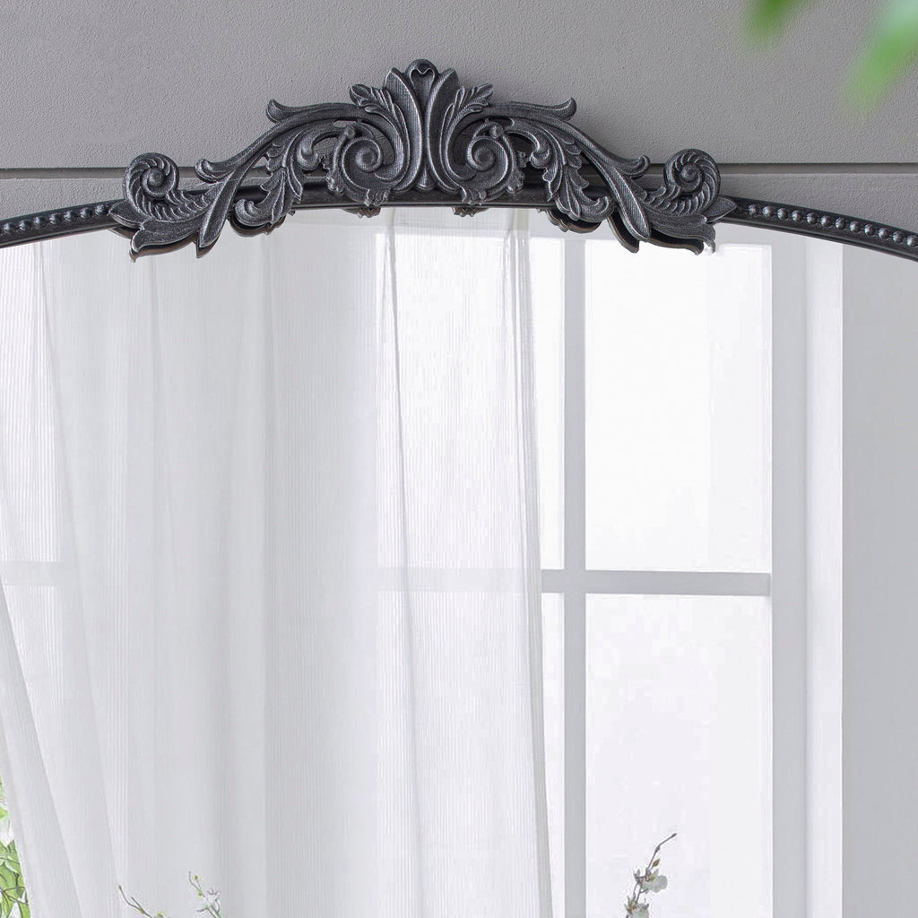 Baroque Inspired Arch Wall Mirror with Ornate Design - Gold or Black