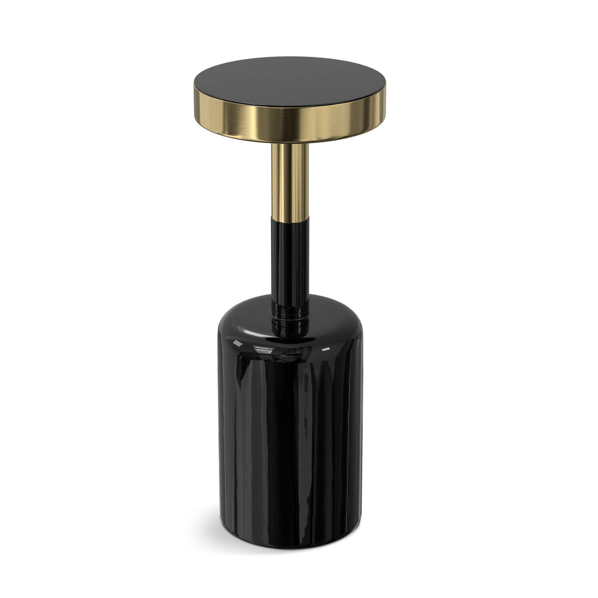Gold and Black Side Table with Glass Top - Frannie