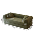 78.8" Compression Sofa - Convertible Floor Sofa Bed with Plush Fabric - Green