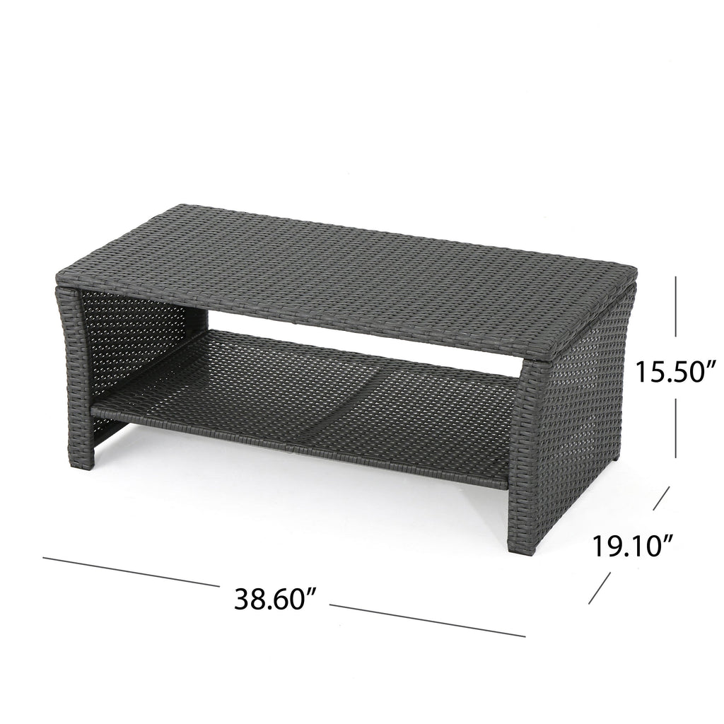St Lucia Outdoor Dining Table with Open Shelf Storage - Grey