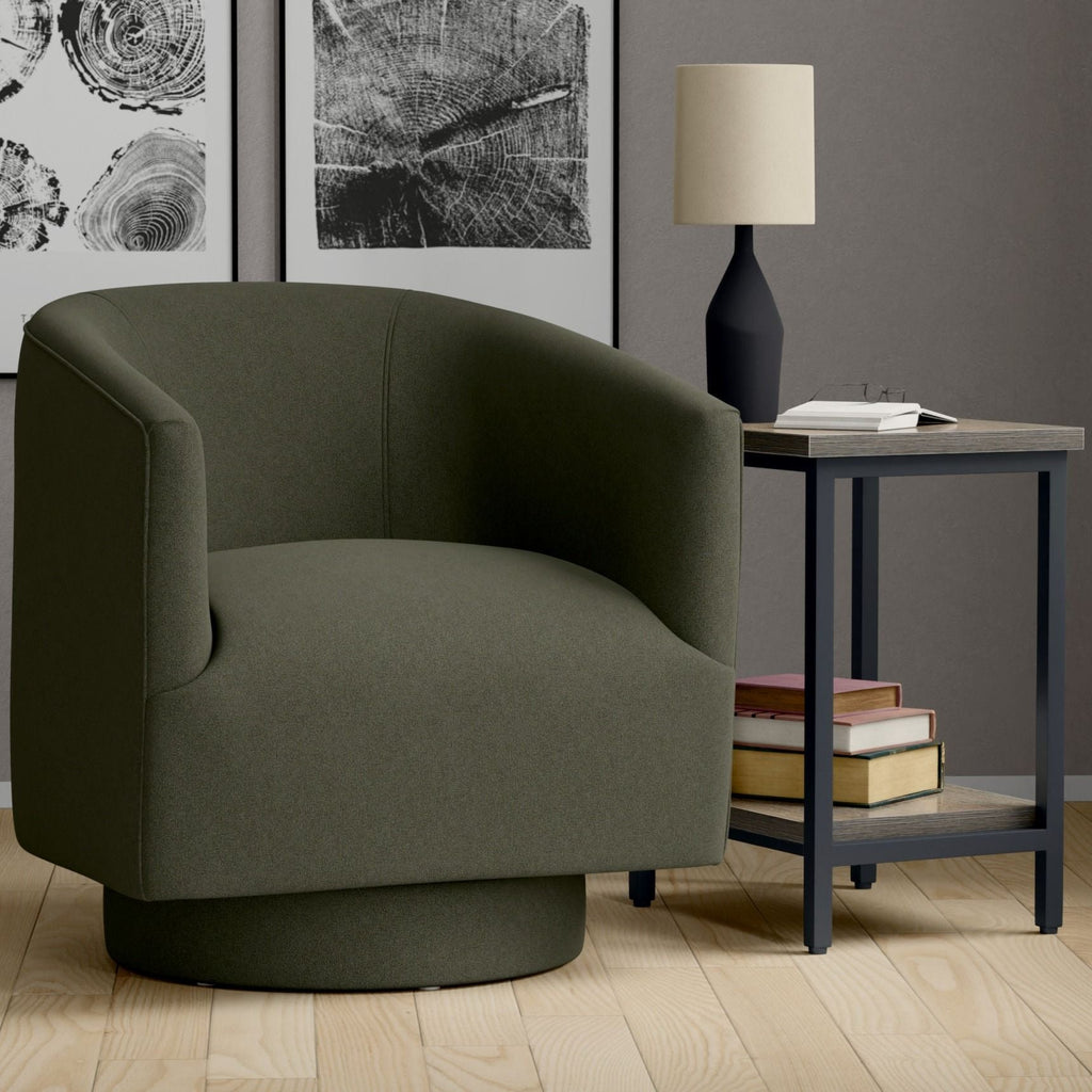 Fabric Swivel Accent Chair with Compact Design - Light Blue, Dark Green, White, Gray, Blue