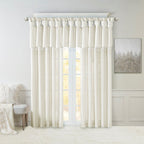 Twist Tab Lined Window Curtain Panel with Faux Silk Sheen - White