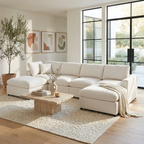 130.3" Chenille Modular Sectional Sofa with Removable Cushions - 6-Seater