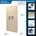 Beige Biometric Wall Safe with Fingerprint Access - Durable Steel
