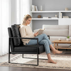 Classic Mid Century Modern Accent Chair with Square Metal Frame - Multiple Colors