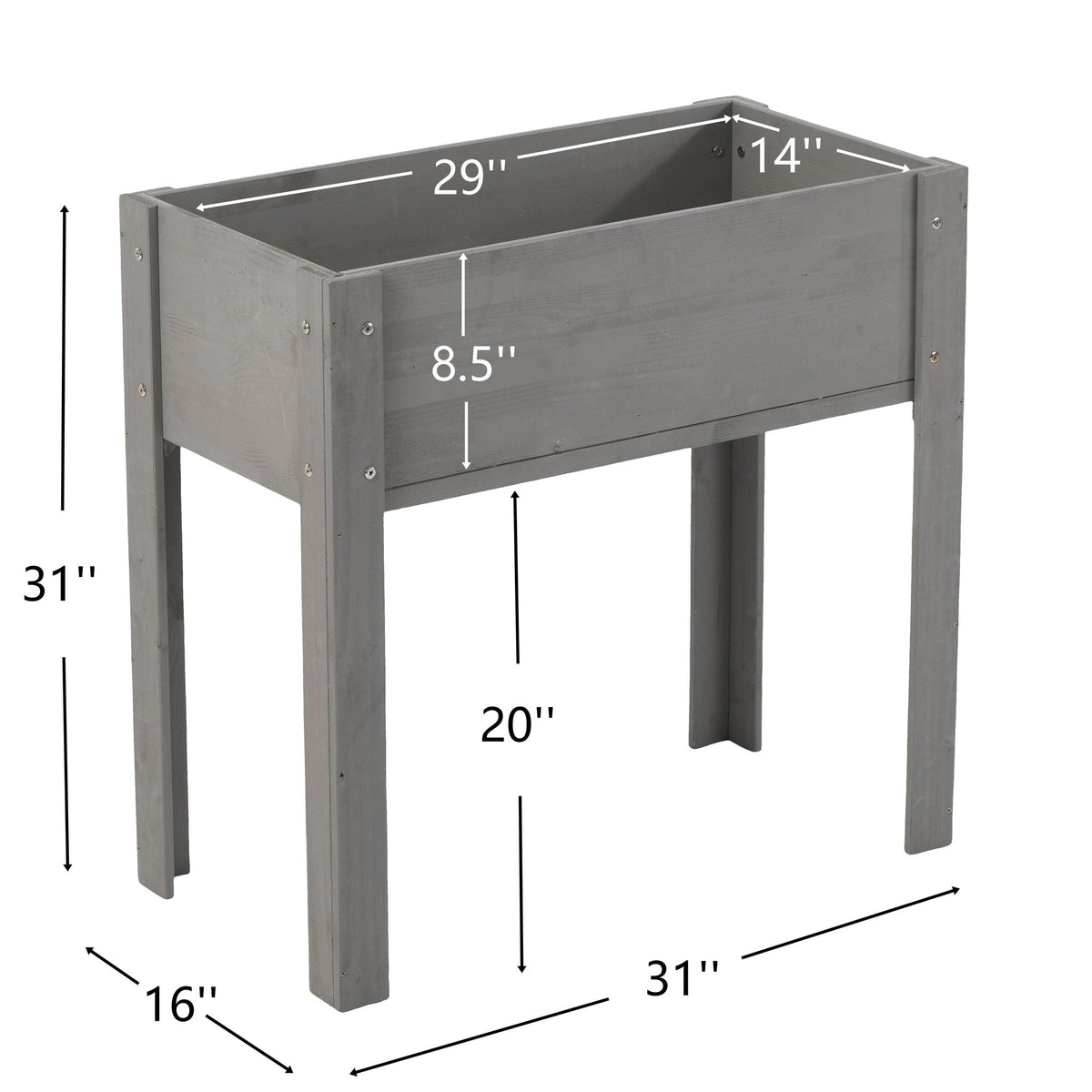 Solid Wood Raised Garden Bed with Legs - Available in Gray, Dark Gray, Dark Brown