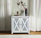 Mirrored Console Cabinet with Faux Diamond Inlay - Silver