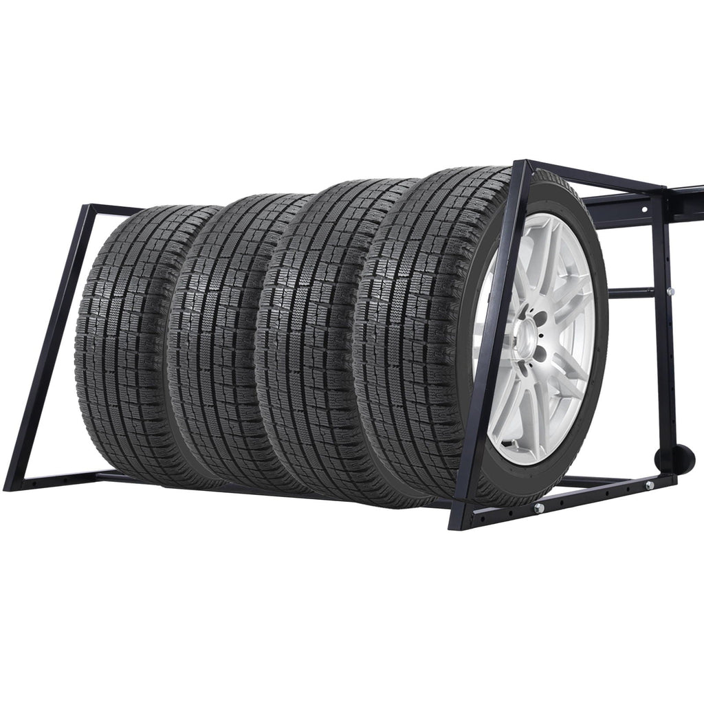 Heavy Duty Adjustable Garage Wall Multi-Tire Rack Storage with 400 lb Capacity - Black