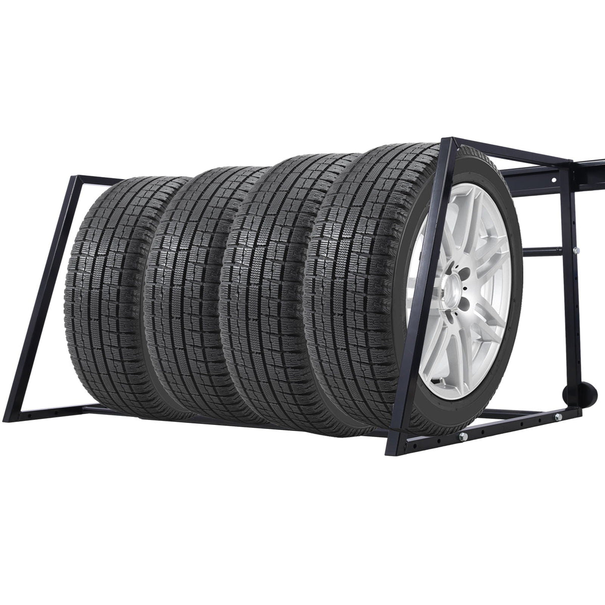 Heavy Duty Adjustable Garage Wall Multi-Tire Rack Storage with 400 lb Capacity - Black