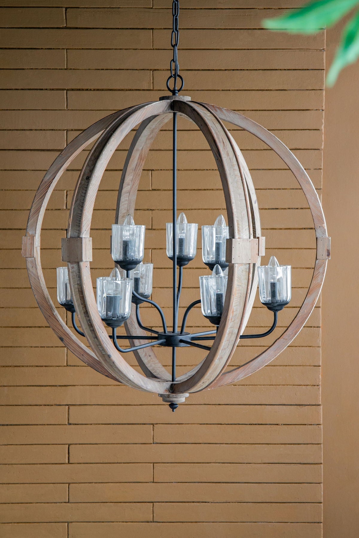 Hanging Light Fixture Chandelier with Adjustable Chain - Light Brown or White