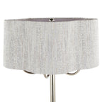 Lily Contemporary Table Lamp with Gray Linen Shade - Polished Nickel