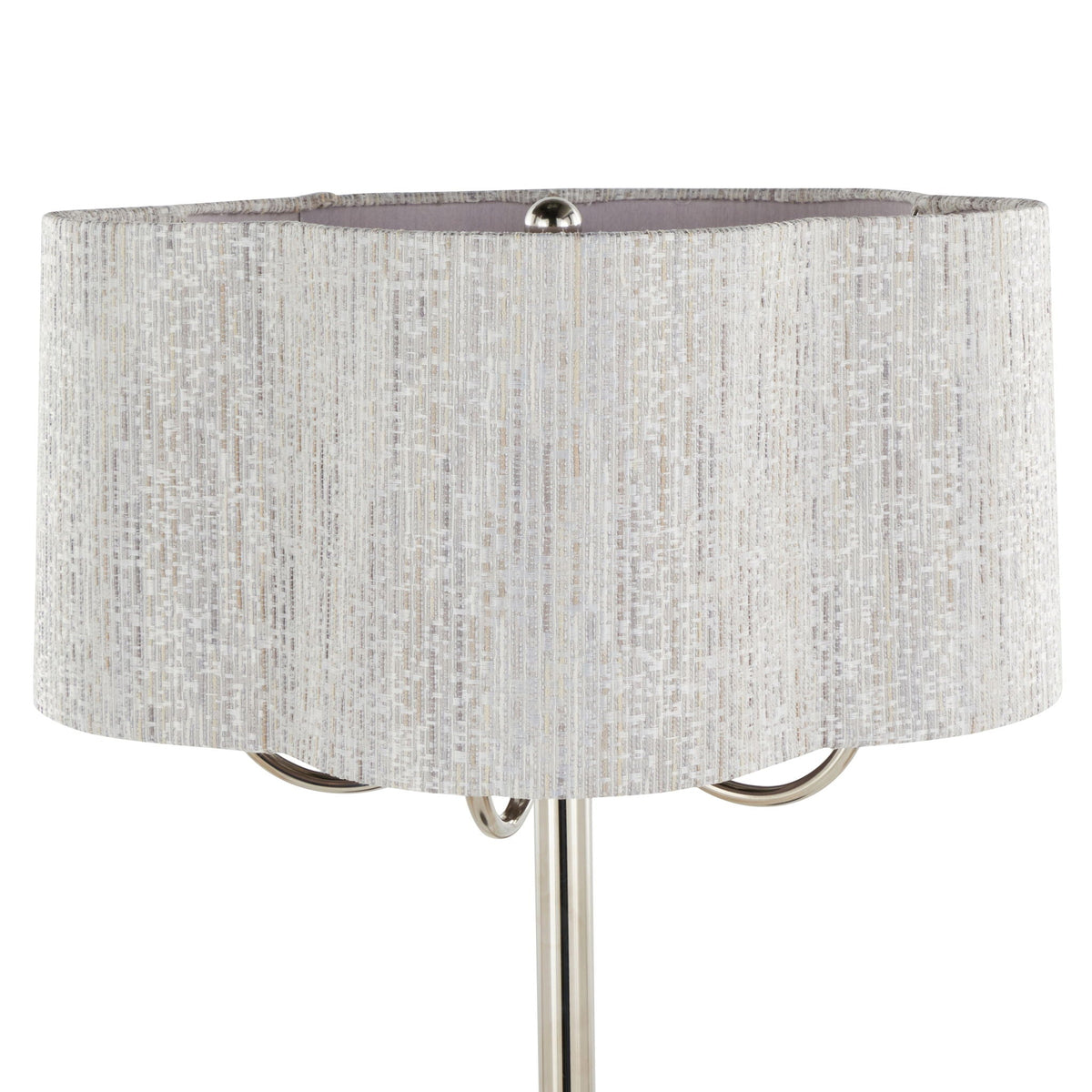 Lily Contemporary Table Lamp with Gray Linen Shade - Polished Nickel