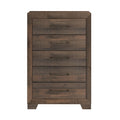 5 Drawer Chest With Casual Style - Wood Accent Chest - Brown