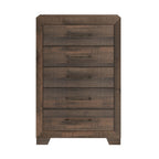 5 Drawer Chest With Casual Style - Wood Accent Chest - Brown