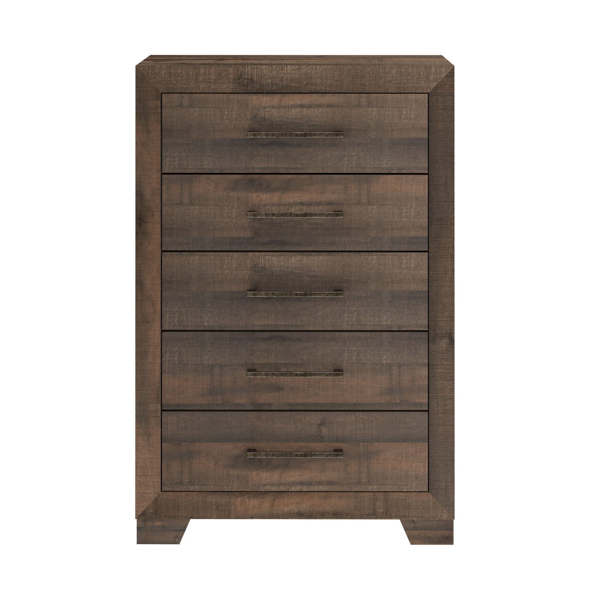 5 Drawer Chest With Casual Style - Wood Accent Chest - Brown