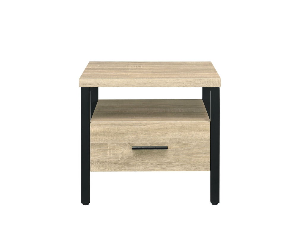 Oak Finish Nightstand with 1 Drawer and 1 Shelf - Modern Storage