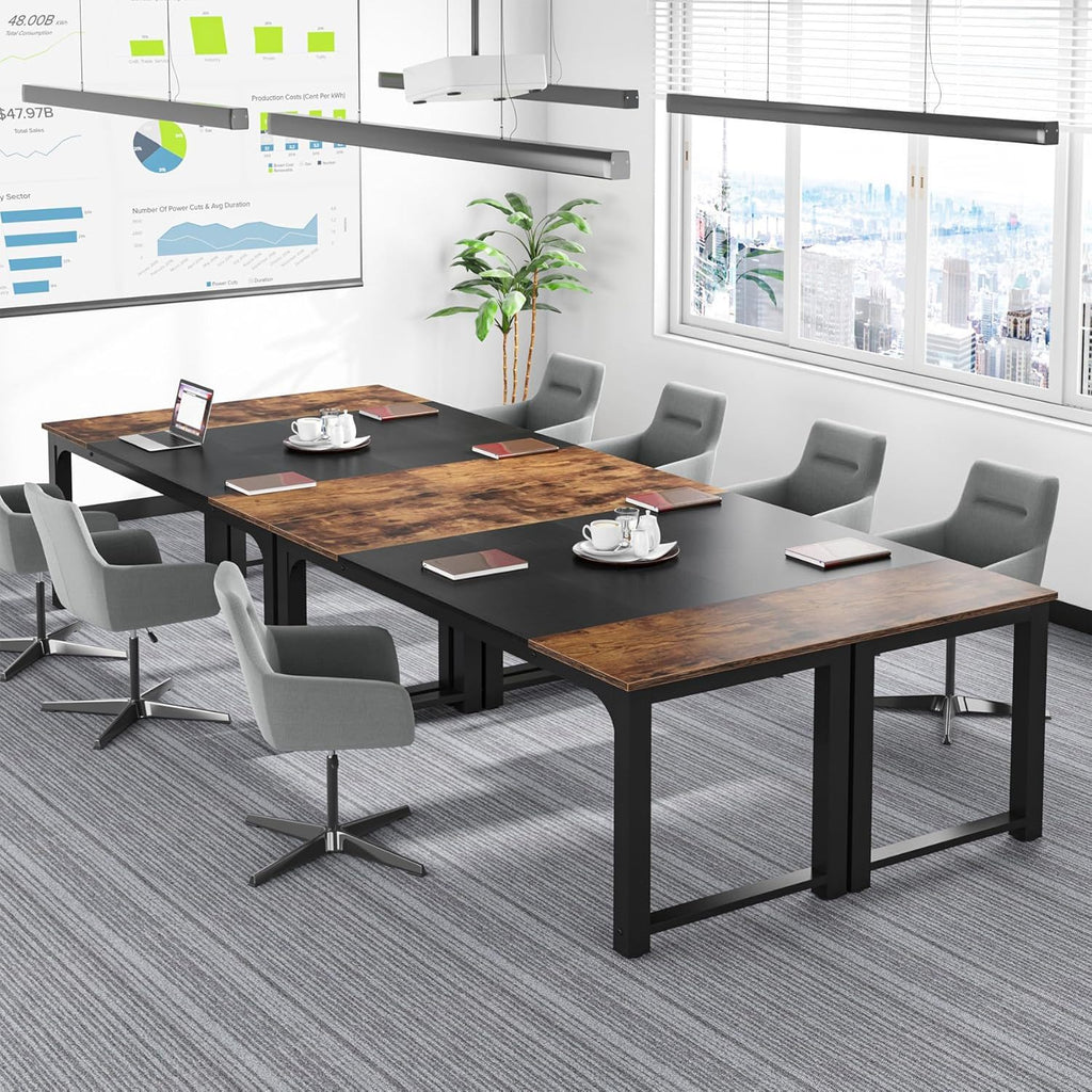 Executive Office Desk with Thick Frame - Brown / Black